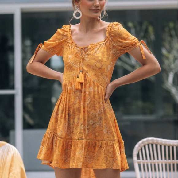 Nine Lives Bazaar Sadie Mini Dress in Sunlight - Picture 1 of 5